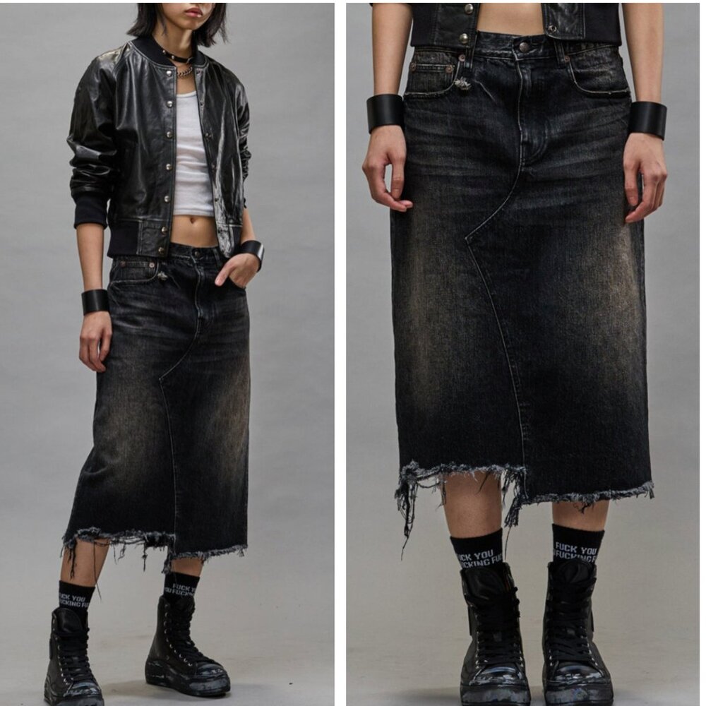NWT R13 Jesse Midi Skirt Alvin Black Classic